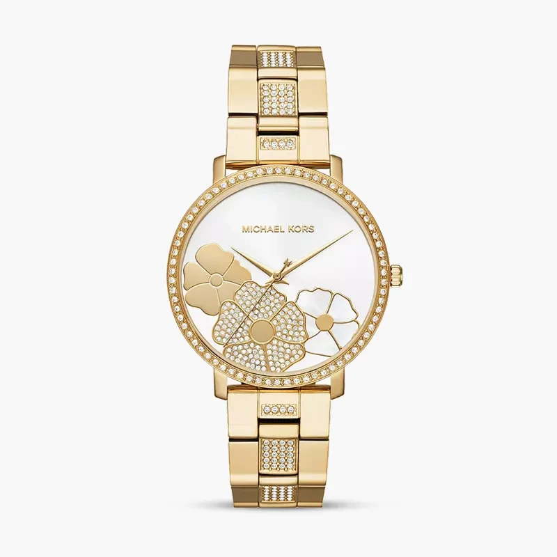 Michael Kors Floral Jaryn Crystal Pave White Dial Ladies Watch | MK3864